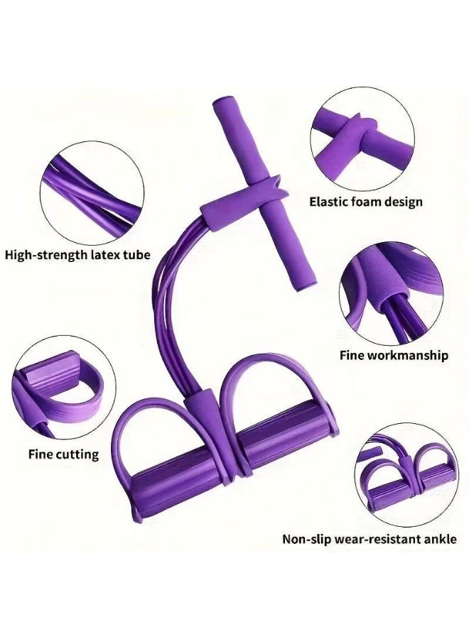 PYC [2 in 1] Unisex Pedal Resistance Band ，6-Tube Yoga Pedal Puller Resistance Band ，8 Resistance Band， for Abdomen Arm/Waist/Leg Stretching Slimming Training - Image 5